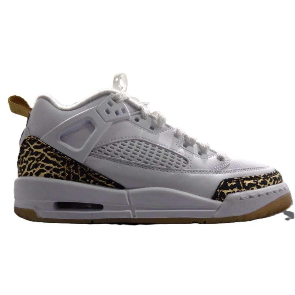 Nike‎ Boy's Jordan Spizike Low (white, black, metallic gold) Size 5.5